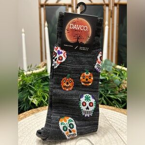 Halloween Socks Skulls Pumpkins Dia de Los Muertos Davco Men Shoe Size 6-12